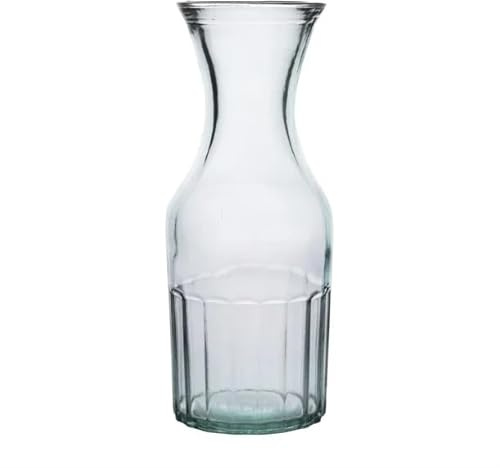 Olympia Orleans Recycled Glass Carafe 1Ltr, Pack of 6 | Sturdy tabletop design offers elegant commercial table service for restaurants and catering venues, ensuring easy pouring.