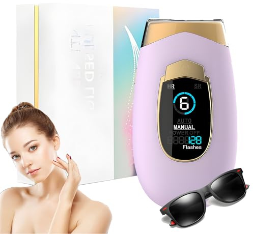 Depiladora IPL Pro 2.0, Dispositivo de Luz Pulsada para Mujeres y Hombres, Reducción de Vello en Cara, Axilas, Piernas, Bikini y Cuerpo, Tecnología Indolora (Púrpura)