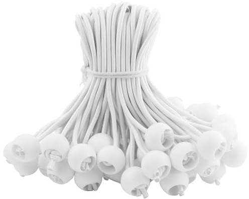52 Stück Spanngummis mit Kugel, Planenspanner mit Kugel, 15cm Zeltgummis Expanderschlinge Zelt Gummispanner, Spanngummi Kurz für Planen, Pavillons, Banner, Anhängernetze (Weiß)