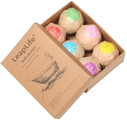 LeapFreedom Badebomben Geschenkset, Bio Handgefertigte große Fizzer mit 100% natürlichen Materialien für Kinder, Frauen Männer, Beste Geschenk für alle Festivals (6)