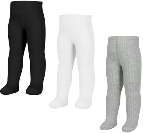 Zzxlw Collant per Bambine Antiscivolo con Presa per Neonati 3 Paia Maglia Cotone Leggings Comode Nero Bianco Grigio Rosa Collant per Neonati e Bambini 6-24 Mesi, Multicolore 2, 12-18 Monate