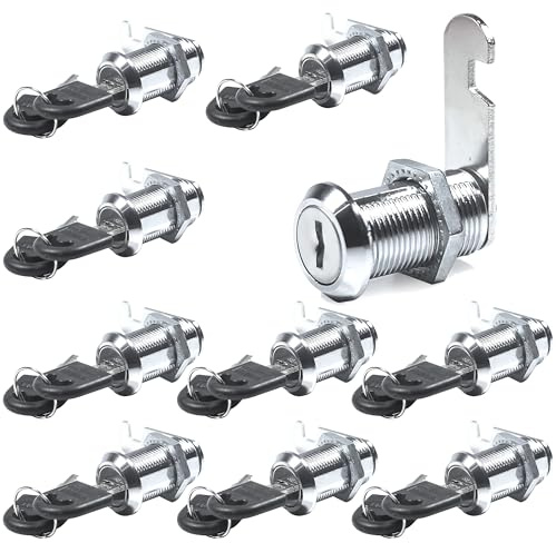 YKUKIZEE 10 Pack 40mm Cam Lock with Keys, Security Cabinet Locks, Post Box Lock Replacement for Drawer Cupboard Furniture Tool Box