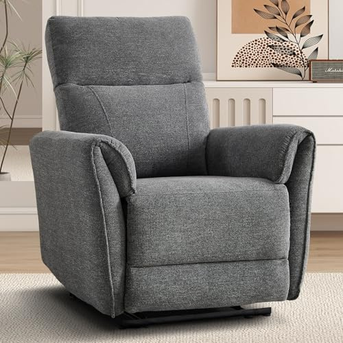 Simore Relaxsessel mit Liegefunktion Manuell, Fernsehsessel mit Liegefunktion, Verstellbarer TV Sessel mit Rückenlehne & Fußstütze, für Wohnzimmer, Dunkelgrau