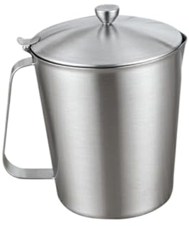 GALPADA Bécher Doseur Inox avec Couvercle Gradué pour Café et Lait Pichet à Lait Anti Bar et Cuisine