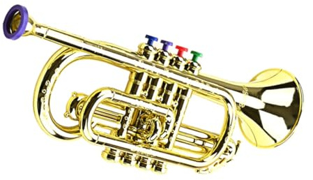 GARVALON Tromba Giocattolo in Plastica Color Oro, Strumento Musicale Educativo per Bambini, Simulazione Tromba per Divertimento e Apprendimento