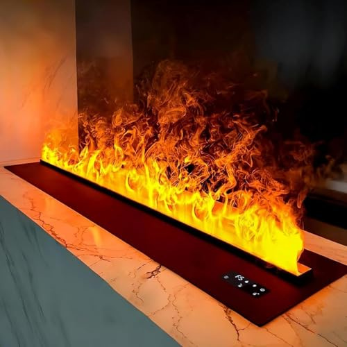 Chimenea de Vapor Premium, Chimenea Vapor de Agua para Oficinas, 9 Combinaciones de Color, Panel Súper Fino de 3mm, Tecnología Silenciosa, Efecto de Llama 3D con Control Remoto