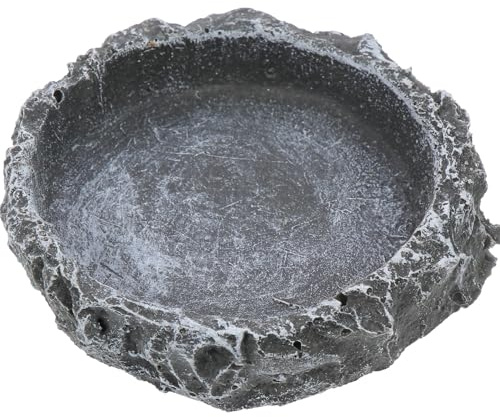 UPKOCH Ciotola per Alimentazione Tartarughe Funzione Acqua e Cibo in Resina Effetto Roccia, Mangiatoia per Rettili Adatta a Terrari per Animali Terrestri