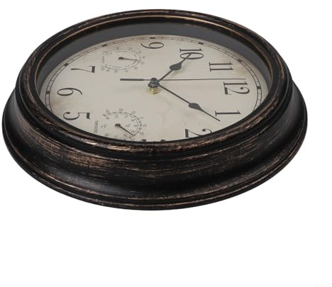 Orologio da 30,5 cm con design resistente alle intemperie e termometro integrato per monitoraggio esterno (rame nero)