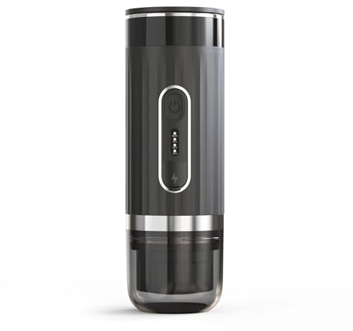 Eujgoov Cafetera Italiana Eléctrica Portátil de Acero Inoxidable 304 con Batería de 7500 MAh, Extracción Precisa a 92 °C, 15 Bar de Presión para el Hogar, el Coche, la Oficina, Al Aire Libre