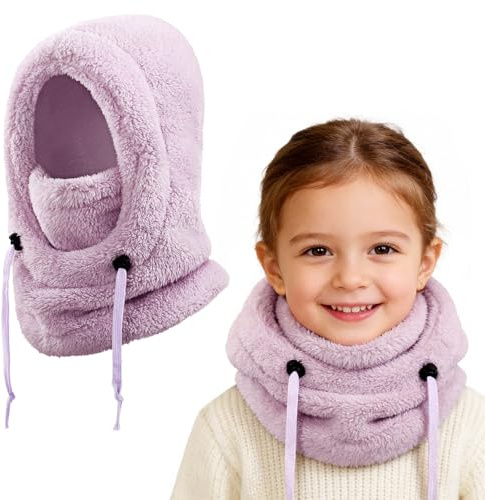 AYPOW Passamontagna Invernale in Pile Termico Bambini 3-10, Maschera da Sci Multifunzionale Antivento Regolabile, Berretti Cappello in Pile Caldo Cappuccio Scaldacollo Sciarpa per Ragazzi Ragazze