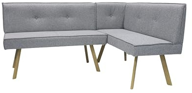 byLIVING Eckbank Ottawa, Langer Schenkel Links, hellgrau, Eiche Natur, H 88 | umlaufender Keder und Zierknöpfe, Sitzbank, Eckbank, 183 x 129, T 56 cm