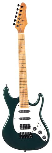 Elektrische Gitarre Musikinstrumente Jazz E Gitarre Mit Ahornhals Schöner Klang Geeignet Für Erwachsene Anfänger Und Professionelle Auftritte(Dark Green)
