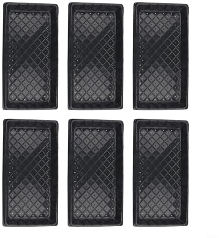 NiuLumea Set di 6 vassoi per la germinazione delle piante per giardinaggio, grandi piatti in PP con fori di drenaggio opzionali, kit di propagazione per principianti, nero 54,5 x 28,5 cm (con fori)