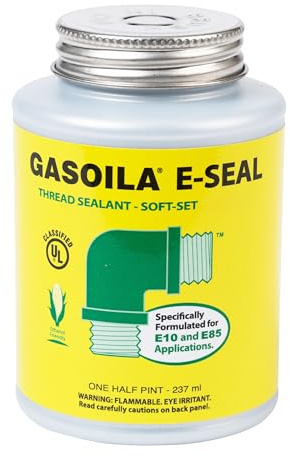 Gasoila Thread Sealant for Ethanol E10 & E85 Applications, Non-Hardening, Non-Toxic, Opaque Dark Green Paste – USA-Made, 1/2 Pint – Ideal for Pipe Threads, Motors, Fuel Lines & More, Brush in Cap