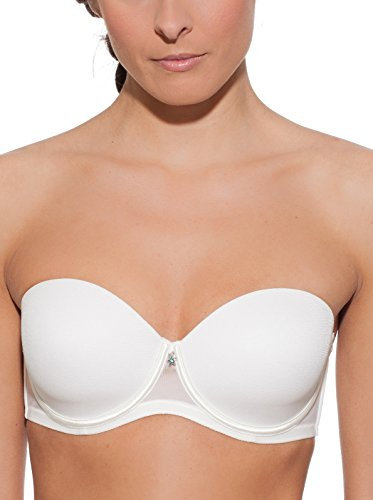 Selene, Reggiseno Donna a Fascia, con Coppe Pre-Formate, Ferretto e Trasparenze, Spalline Inseribili, Collezione Esmeralda, Colore Avorio, Taglia 6C