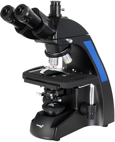 Microscopio Biologico Trinoculare Levenhuk 870T con Obiettivi Planacromatici, Tavolino Traslatore, Filtro Blu e Oculari a Grande Campo