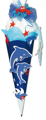 alles-meine.de GmbH BASTELSET Schultüte - Delfin - 85 cm - 6 - eckig - mit Holzspitze Zuckertüte