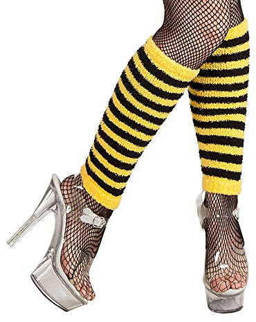 PAPSTAR Beinwärmer Biene, Schwarz-Gelb, 100% Polyester, Top Preis-Leistungsverhältnis, Ideal für Fasching & Karneval, Bienen-ähnliche Streifen, Schenkelhoch, Festive, Tier, Gestreift