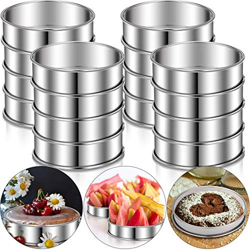 Boao 16 Pcs English Muffin Rings Nonstick Double Rolled Crumpet Rings Round Cookie Cutter Biscuit Cutters Double Rolled Tart Stainless Steel Round Muffin Tart Molds for Home Baking(3 Inch)