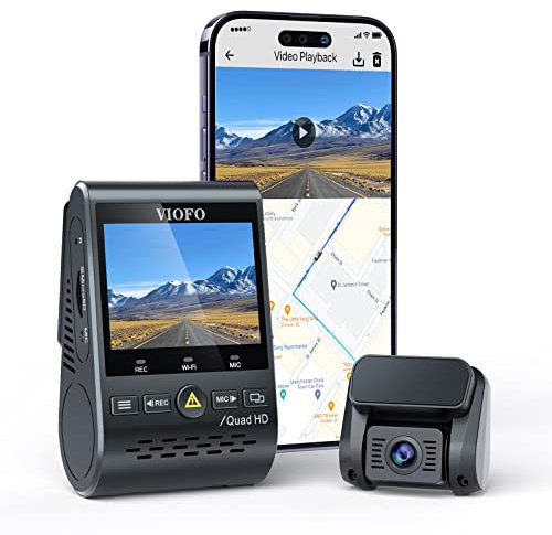 VIOFO A129 Plus Duo 2K Dual Dash Cam - Wifi GPS HDR Enhanced Night Vision Front & Rear Dash Cameras - 140° Wide Angle Compact Wireless Dash Cams for Cars - Emergency Recording & Parking Modes