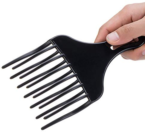 Towarm hår kam infoga afro hår plocka hårgaffel kam plast hög och låg växelkam olja huvudverktyg frisör styling verktyg svart för man och kvinna 2 st (svart-2 st)