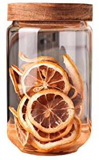 Tarro de cristal de almacenamiento de alimentos de 750 ml con tapa hermética de madera de acacia contenedor de almacenamiento de alimentos para café en grano té especias galletas tarro de caramelo