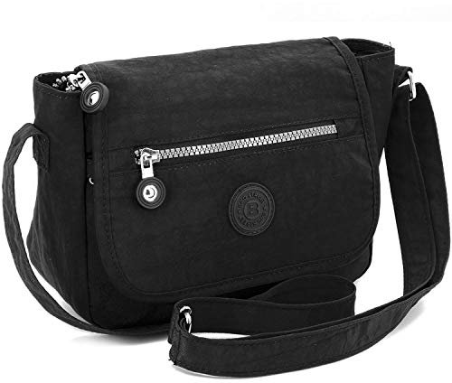 ekavale - Kompakte Umhängetasche – Leichte, Kleine Handtasche für Damen – Crossbody Messenger Bag – Nylon Schultertasche (Schwarz)