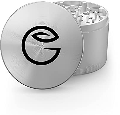 GRINDNATION Premium Logo Grinder ø 63mm | Aluminium | 4-teilig | inkl. Beutel und Schaber | mehrere Farben verfügbar (Logo Silber)