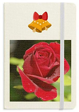 Notizbuch mit dunkelroten Rosen, mit Klingelglocke