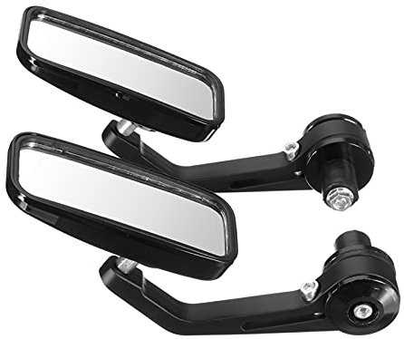 1Pair 7/8 Rechteckmotorrad Aluminium Rückansicht Seitenspiegelgriff Barende (Color : Black)