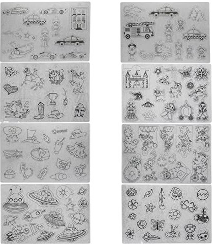 8 Stück Schrumpffolie Set, DIY Handmake Tool, Folienschrumpfen in mehreren Mustern für DIY-Schlüsselanhänger, zum Bemalen von Geschenken aus Schrumpffolie