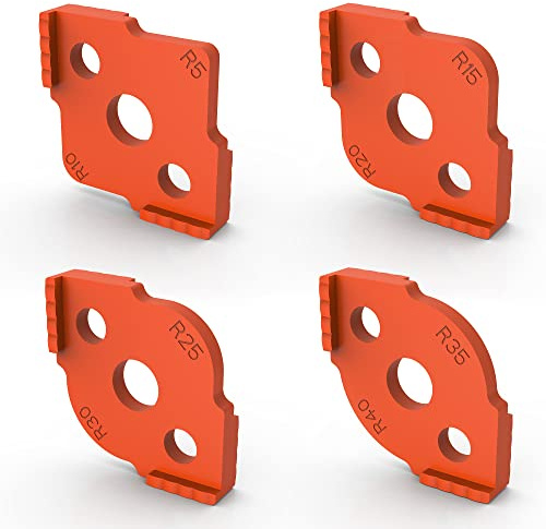 4 Stück Router-Schablonen für die Holzbearbeitung, Radius Jig Router-Schablonen, Router Radius Jig Ecke R5 R10 R15 R20 R25 R30 R35 R40, Rugged ABS