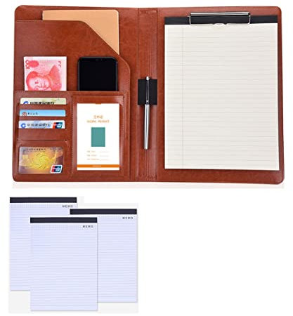 Konferenzmappe A4 Schreibmappe Ringbuch Leder Portfolio Dokumentenmappe Leder Businessmappe Aktenmappe Organizer Für Damen Herren Mit 4 Stück Ersatz Notizblöcken 25 Blatt (Color : Brown, Size : No c