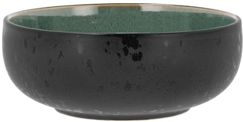 BITZ Scüssel, Schale, Ramen bowl, Schälchen aus Steingut, 18 cm im Durchmesser, Schwarz/Grün