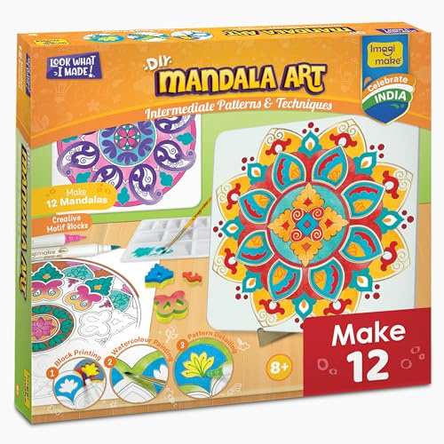 Imagimake Kit d'art mandala | Ensemble de peinture aquarelle | 12 projets de mandala passionnants dans les loisirs créatifs pour enfants âgés de 8-12-14-16 ans | Kits d'artisanat pour adultes et