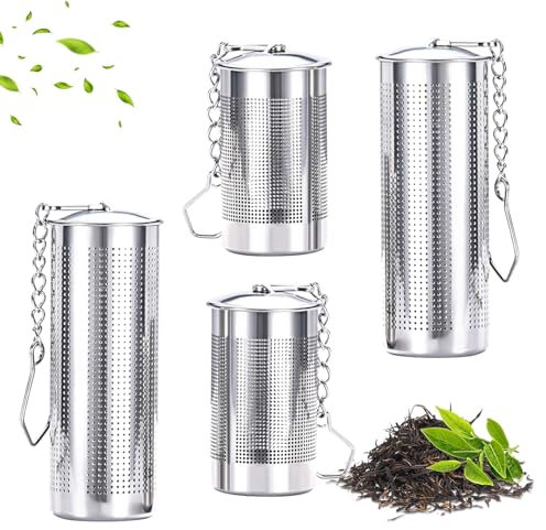 Colador de Té de Acero Inoxidable xlwen 4 Piezas Infusor de Te Acero Inoxidable,Filtro Te Para Taza,Infusor de té Para Té,Suelto Y Especias(4cm/6.5cm,Plata)