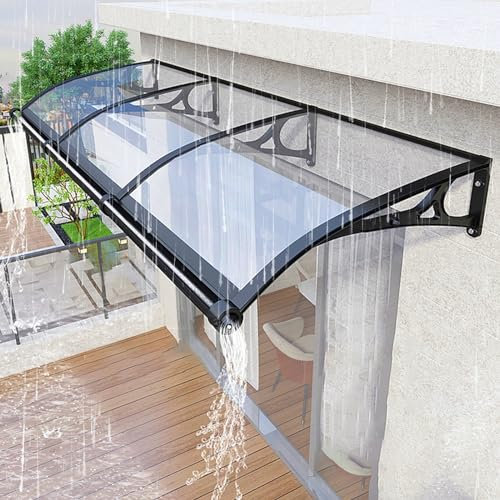 Moderne exterieur Support en aluminium auvent de terrasse avec rainure de drainage, polycarbonate marquise de porte, muet toiture auvent de porte d'entrée, Coupe-vent, pluie, neige, rayons UV. ( Color