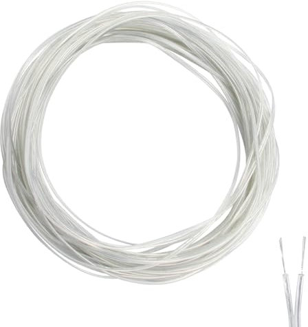 Syrvnto 20M Cable Eléctrico Transparente 2 Hilos Flexible Cable Transparent PVC Cable Eléctrico de Alambre Cobre 2 Hilos Fino Cable 28AWG para Pequeños electrodomésticos de Baja Potencia