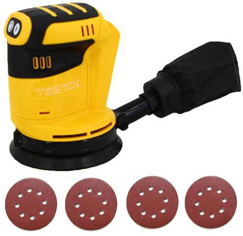 Orbital Sanders, Circular Sander, Cordless Random Orbital Sander Fit Compatible with Dewalt Battery, 12PCS Sandpaper 125mm Sanders for Wood, Sanding, Polishing Wood, DIY, Home Improvements (Body only)