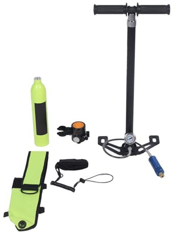 SPYMINNPOO 0,5 L Mini-Tauchflaschen-Set mit Dreischichtiger Filterung, Luftpumpe für Unterwasser-Atemtauchen, Manometer, Geeignet für Professionelle Taucher (Green)
