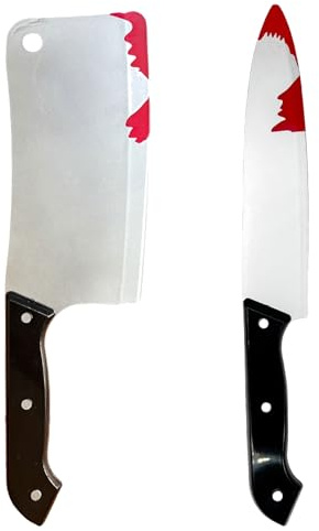 GWAWG Cuchillo de Halloween, 2 piezas falso cuchillo grande, grito, accesorio, accesorio de disfraz de fiesta (30 cm)