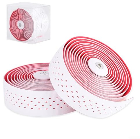 Praktisches und Rennrad Lenkerband, aus elastischem Silikon und EVA (weiß+rot)