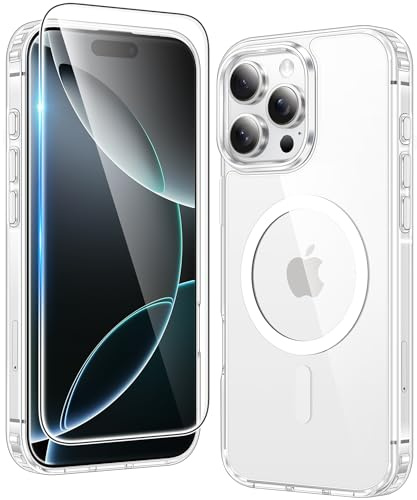 FNTCASE for iPhone 16 Pro Case: Support Camera Control Capture Magnetic Military Grade Drop Protection Anti Yellowing Cell Phone Cover - Rugged Shockproof Transparent Cases(Clear - Camera Control)