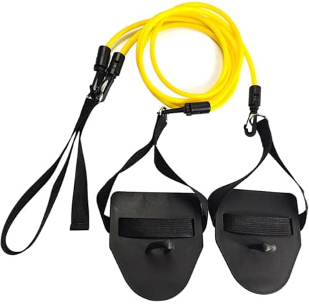 Laroal Land Swimming Trainer With Hand Paddles Resistance Rope Pull Band Fitness Detachable Elastic Band For Improving Arm Strength（Yellow 20lbs）