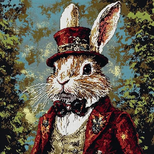 WallustrioaW Kit de Coussin à Broder au Point de Croix,lapin animal,Kit de broderie au point de croix estampillé,DIY Kit de Coussin à Broder 45x45cm