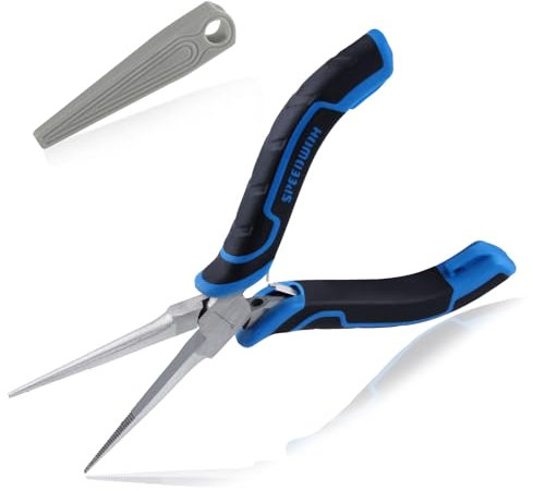 SPEEDWOX Mini Needle Nose Pliers Serrated Jaw with Protective Cover Needle Nose Pliers for Jewelry Making Mini Precision Wire Looping Fine Plier for Jewelry Making Wire Bending Small Object Gripping