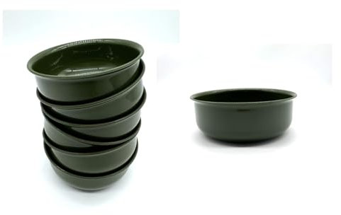 Kimmel Juego de 6 cuencos de 10 cm, color verde oliva, para postre, cuenco para cereales, vajilla para fiestas, vajilla infantil, vajilla de camping, vajilla de plástico