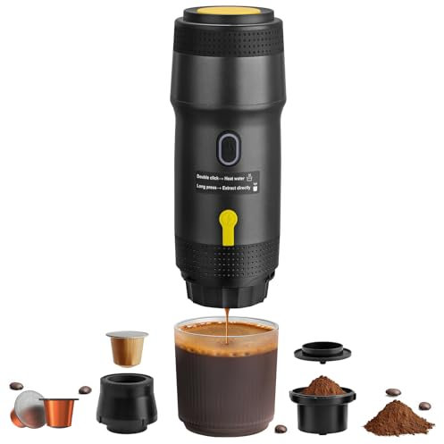 Diceaynico Portable Espresso Maker with Intelligent Anti-Dry Burn,25Bar Self-Heating 7Min Electric Mini Coffee Maker,compatible with NS/DG Capsules & Ground Coffee for Travel,RV,Office & Home