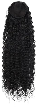 Coda di Cavallo Extension Extension for capelli con coulisse e clip for capelli umani, coda di cavallo, for donne nere, capelli ondulati e spessi, aspetto naturale ponytail extension(28inch)