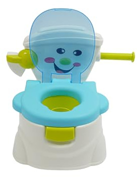 Orinal infantil azul – inodoro educativo con cara sonriente, recipiente extraíble + soporte para papel, asiento de inodoro extraíble para niños pequeños a partir de 6 meses (19 cm de altura)